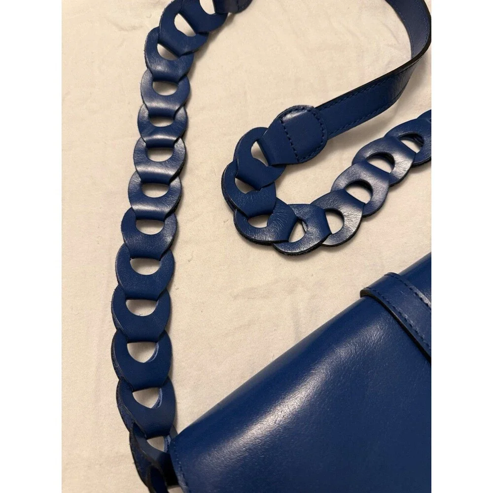 Patricia Nash Vilette Leather Chainlink Shoulder Bag - Cerulean Blue